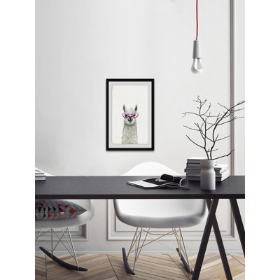 Pink Trendy Llama 1 Piece Single Picture Frame Wall Art