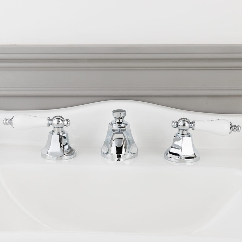 Robinet de salle de bain à large entraxe, Nickel poli