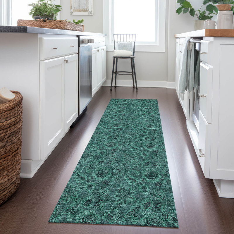 Flitwick Washable Floral Indoor / Outdoor Rug, Runner 2'3" x 7'6"