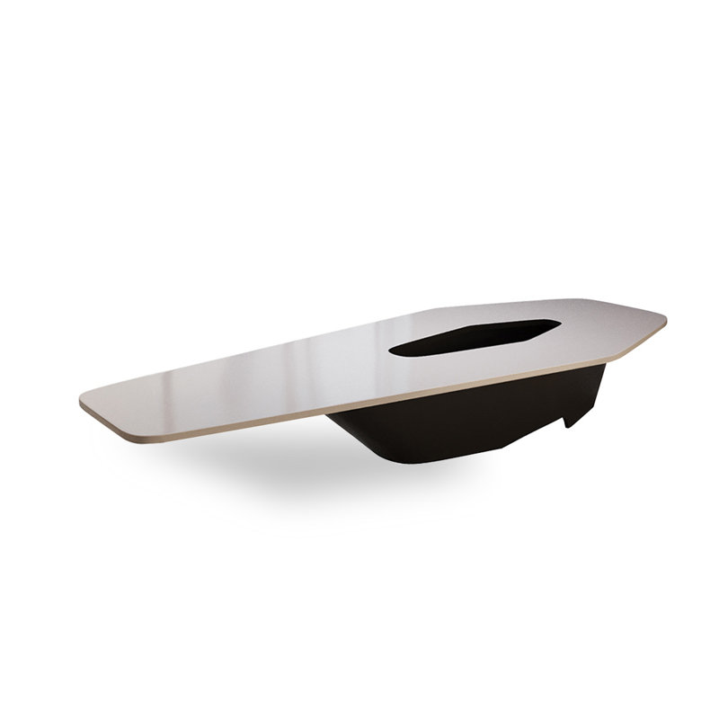 Table de conférence hexagonale blanche en bois massif et acier au carbone, H 29,53 po x L 102,36 po x l 47,24 po