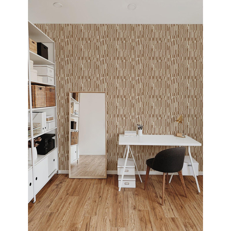 Jamaican Waves Wallpaper, Cocoa Brown, Faux Grasscloth, Non-Pasted