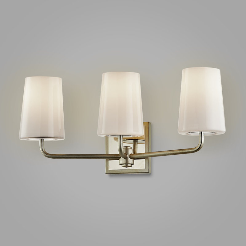 3 - Light Dimmable Silver Leaf Polished Nickel Vanity Light