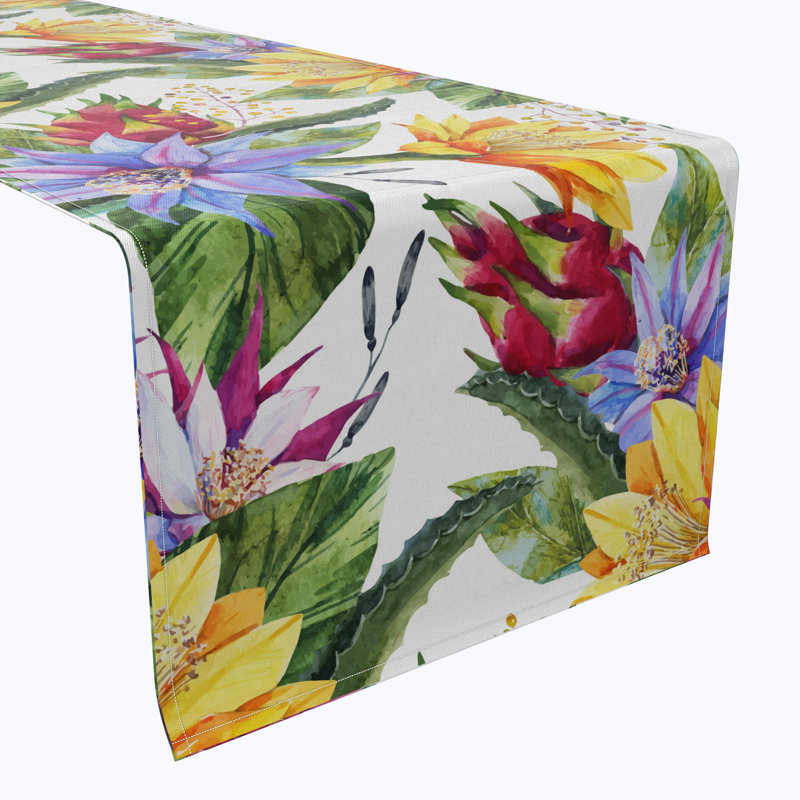 Table Runner, 100% Cotton, Floral 191, 72" x 16"