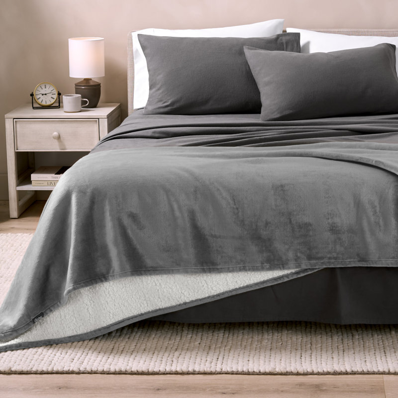 Couverture Sherpa, Jeté, Gris