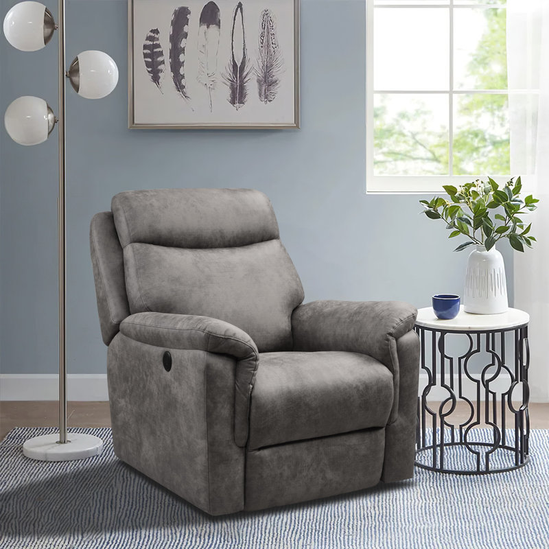 Aveen Upholstered Power Recliner, Brown Anti-splashing Fabric