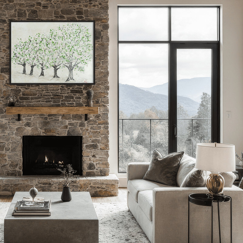 Nature Inspired "Springtime Serenity" Canvas Wall Art By , 12" H x 16" W, Framed Matted Print, Beige