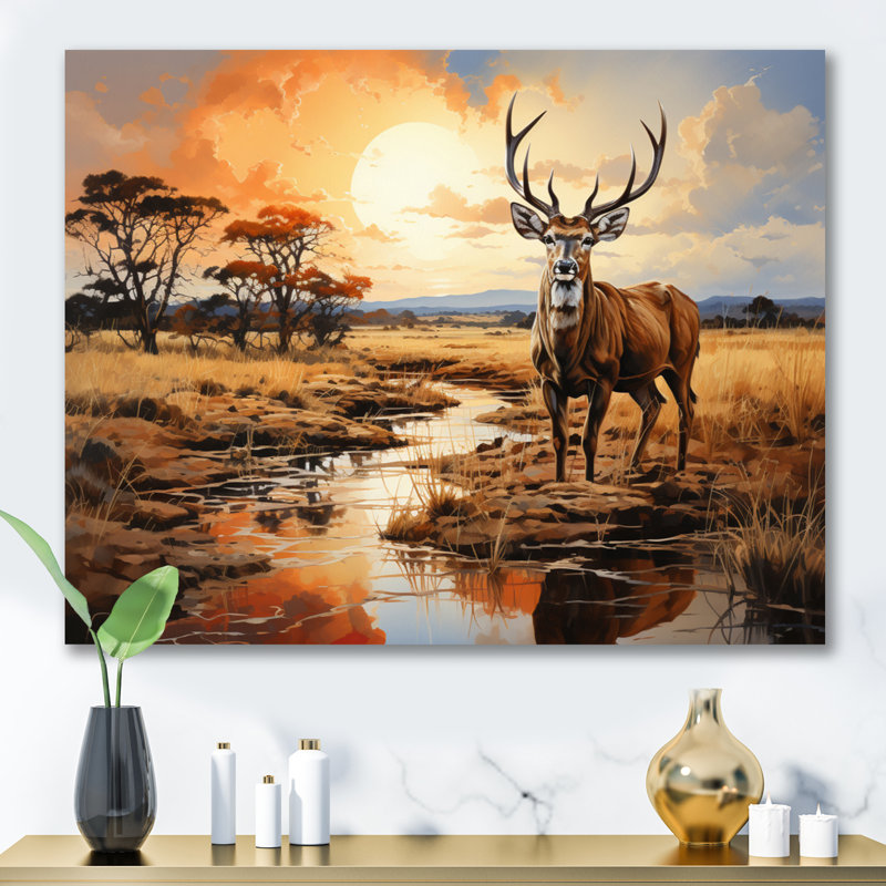 Grand koudou antilope III sur toile, H 30 po x l 40 po x P 1,5 po, Toile tendue