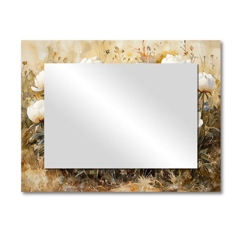 Peonies In The Mountain Meadow II - Floral Wall Mirror Art - Printed On Metal, 30" x 40"