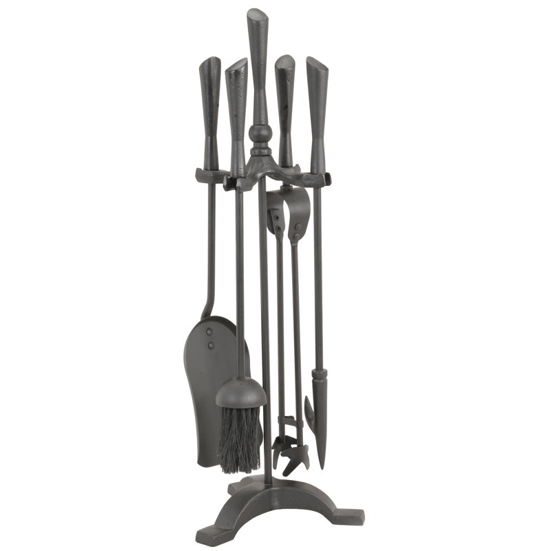 Steel Fireplace Tool Set, Black
