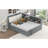 Upholstered Solid Wood Full Size Platform Bed With Trundle, Built-In Storage Headboard and Shelves, Neutral Gray-1835062509