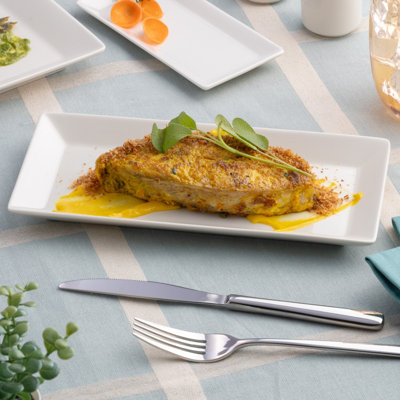 PANORAMA Premium Porcelain Panorama Ivory Rectangle Plate | Microwave & Dishwasher Safe