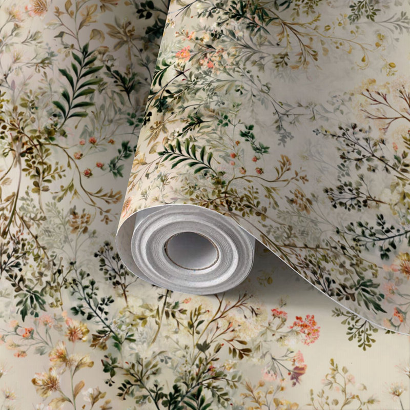 Papier peint auto-adhésif à peler et coller, imprimé à la main, botanique, feuillage botanique, art floral