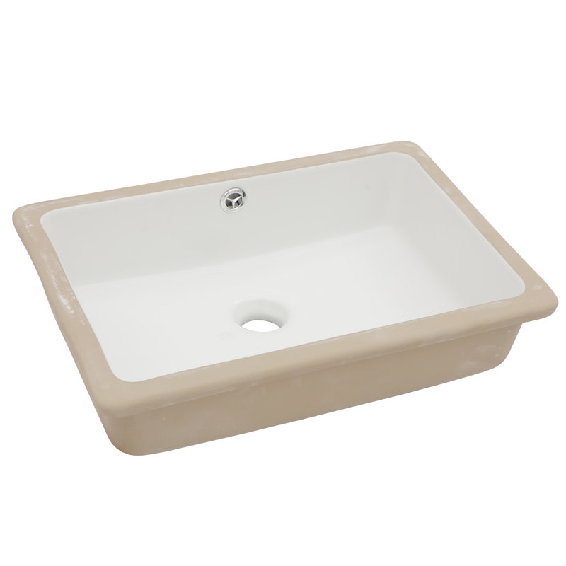 Lavabo de salle de bain encastrable 18 po x 12 po rectangulaire en céramique blanche avec trop-plein