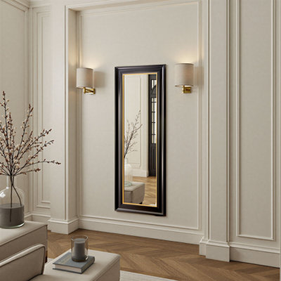 Georgian Tall Black Bevelled Mirror