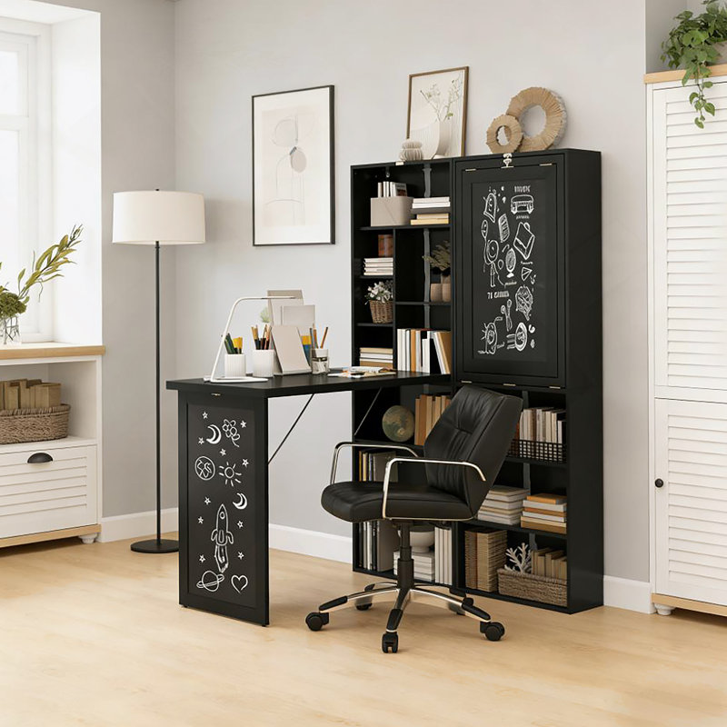 Bureau d'ordinateur mural, bureau à domicile convertible escamotable, Noir