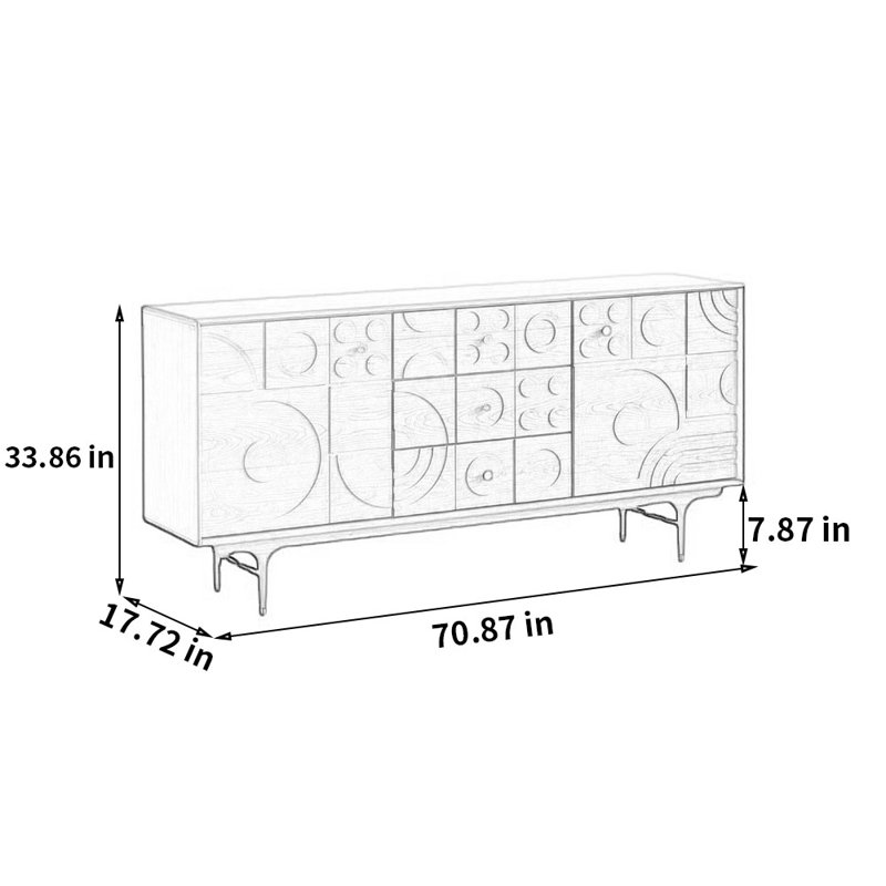 Creative carved drawer storage cabinet, Reddish Brown