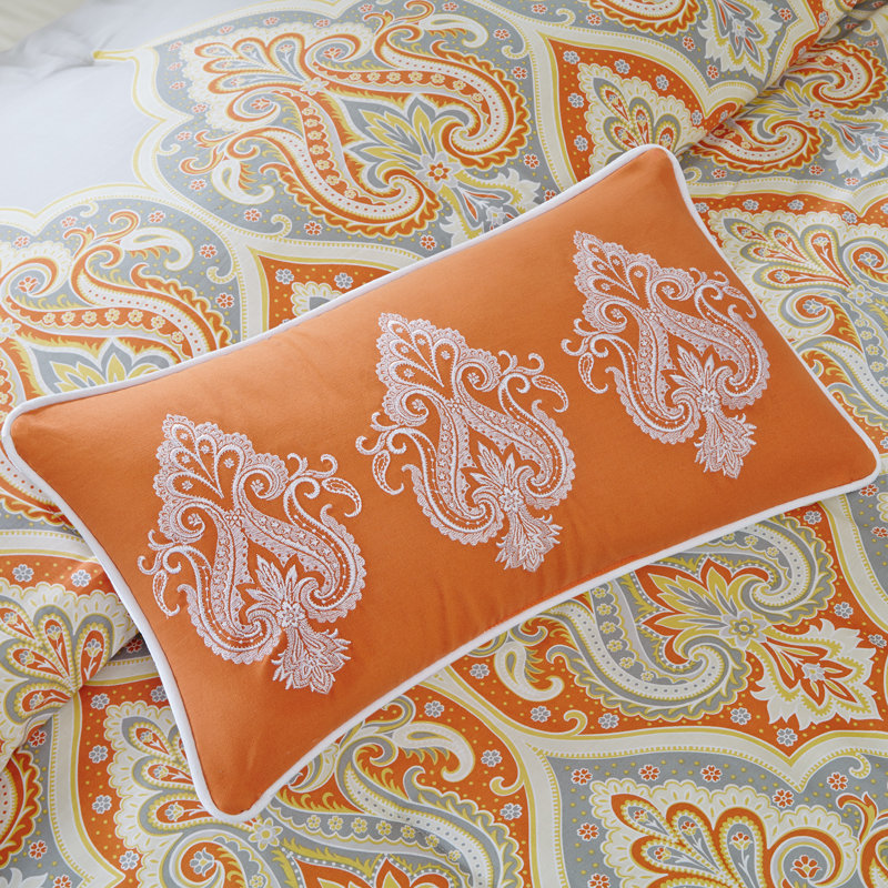 Full/Queen Orange Cotton Sateen Comforter Set
