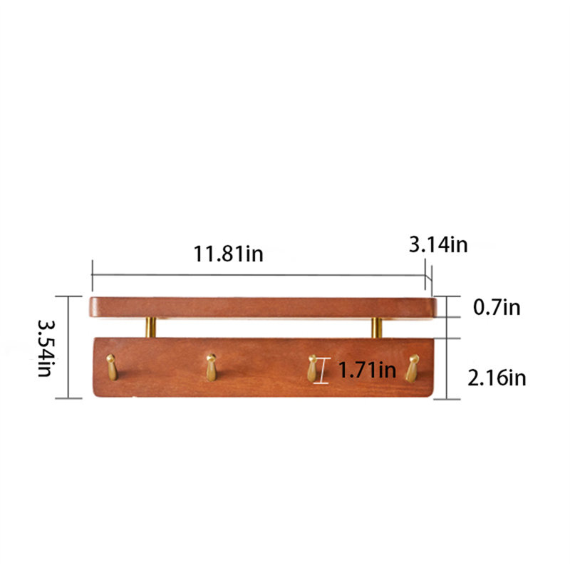 Solid Wood Wall-Mounted Coat Rack With Shelf