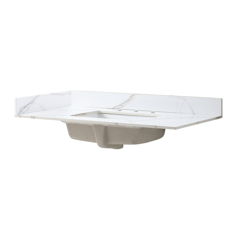 Éclaboussures latérales frittées en pierre dorée pour dessus de meuble-lavabo - 22 po x 4 po, blanc, retrait facile des taches, glamour tendance, persistance d'installation simple, graisse de garantie de qualité stable, leurre