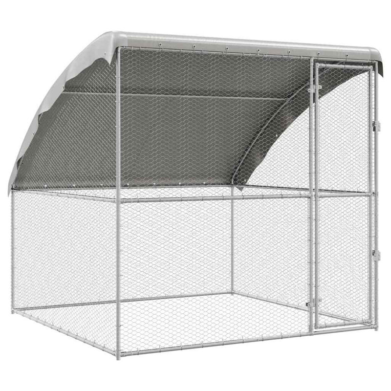  Cage à poulet en acier galvanisé argent 6,56 x 6,56 x 6,56 pi