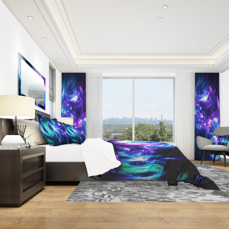 Bursts of Light - Ensemble de housse de couette abstrait - Polyester en microfibre, Housse simple + 1 taie décorative