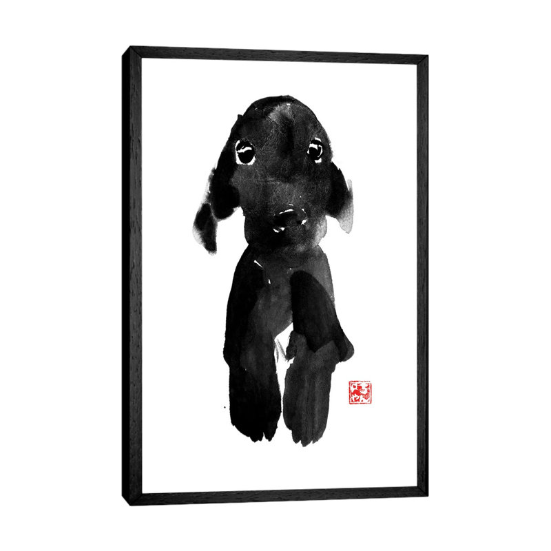 Cute Dog by Péchane - Print on Canvas, 66.04 cm H x 45.72 cm W, Black Framed