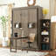 Grand lit escamotable rotatif avec armoire murale cachée, deux tablettes latérales à 3 niveaux, bureau convertible, supports de rangement supplémentaires, lit mural multifonctionnel peu encombrant pour le bureau à domicile et les petites pièces-1743740814