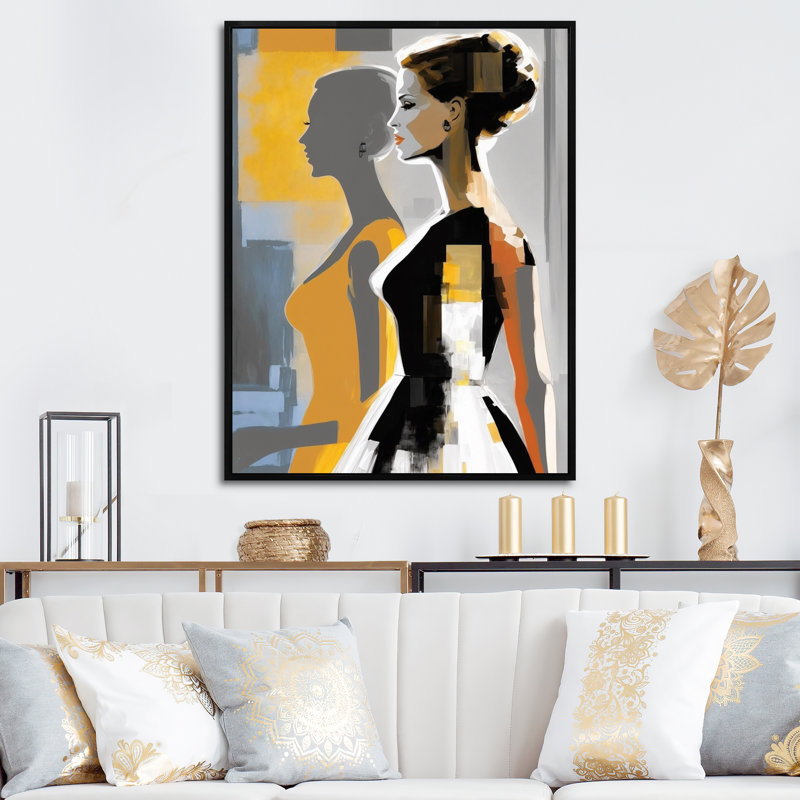 Silhouette de femme gracieuse I sur toile, H 32 po x l 24 po x P 1 po, Cadre flottant noir