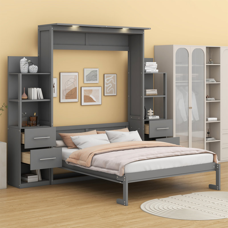 Stephaie Murphy Storage Bed, Gray, Queen