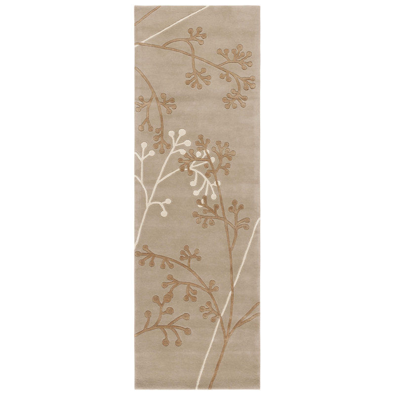 Tapis floral en laine touffeté à la main Soho, Tapis de couloir 2 pi 6 po x 12 pi