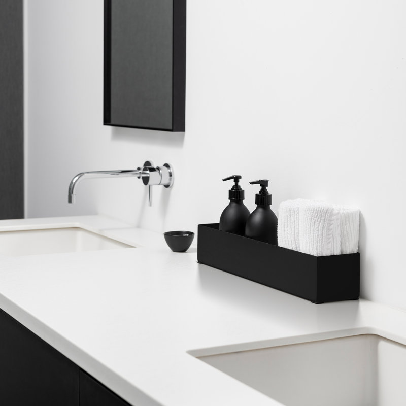 Boîte à fleurs en plastique Geo Series, Noir, H 3 po x l 16 po x P 3,5 po, Ensemble de 2