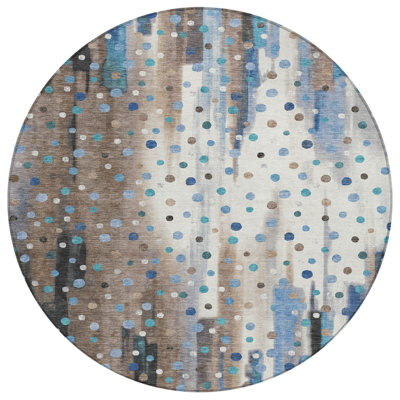 Machine Washable Indoor/Outdoor Husby ACN2213 Geometric Rug