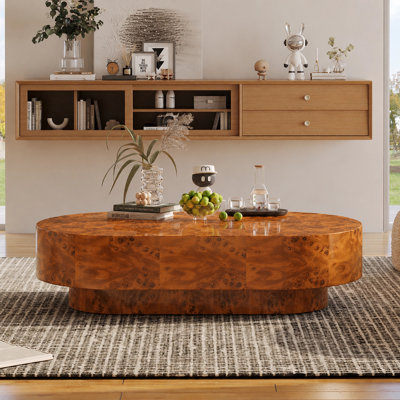 Table basse ovale moderne 43 "avec placage en bois massif