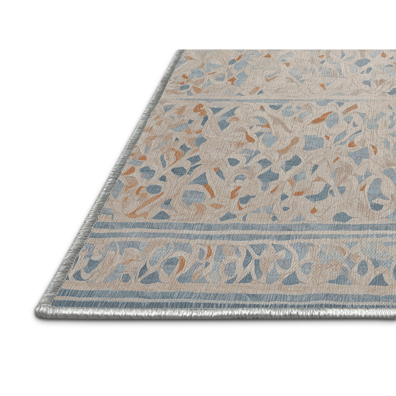 Machine Washable Beige Area Rug, Square 7'