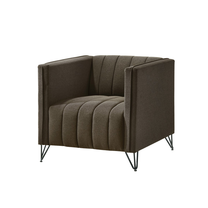 Chylee Square Arm Chair, Brown Linen 