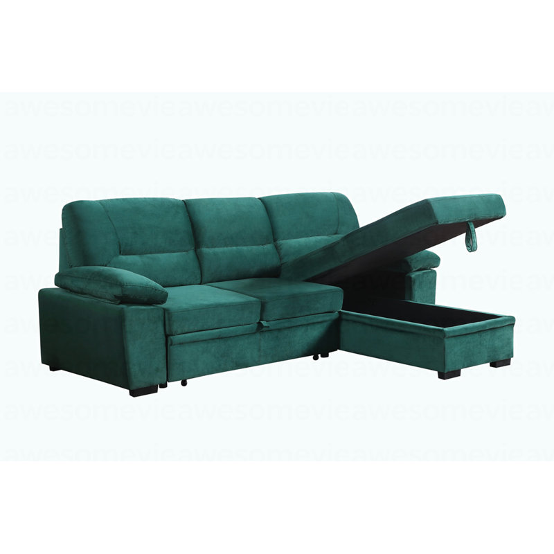 Canapé-lit modulaire réversible moderne en tissu de velours vert l 97,5 po, Velours vert