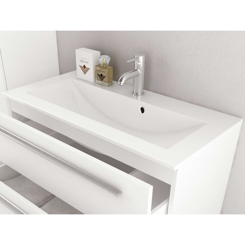 Libato 900mm Wall Mounted Vanity Unit Base, White