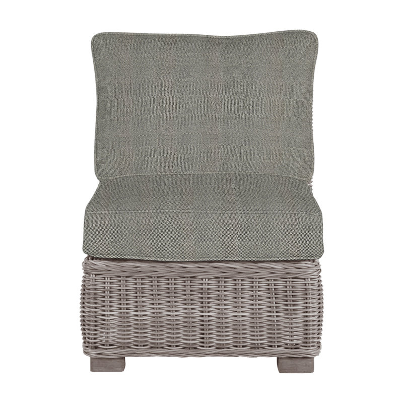 Rustic Woven Sectional Slipper Chair, No Welt, Oyster, Intermix Bark