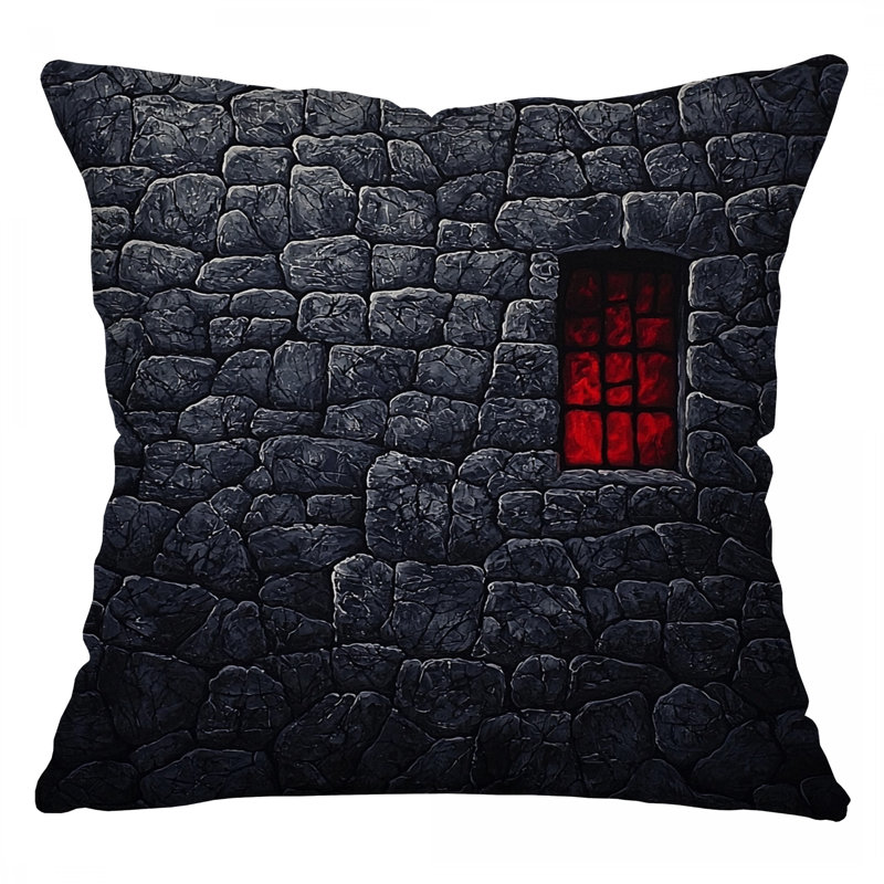 Castle Wall Throw Pillow, Architecture Twill Pillows, Square 18"