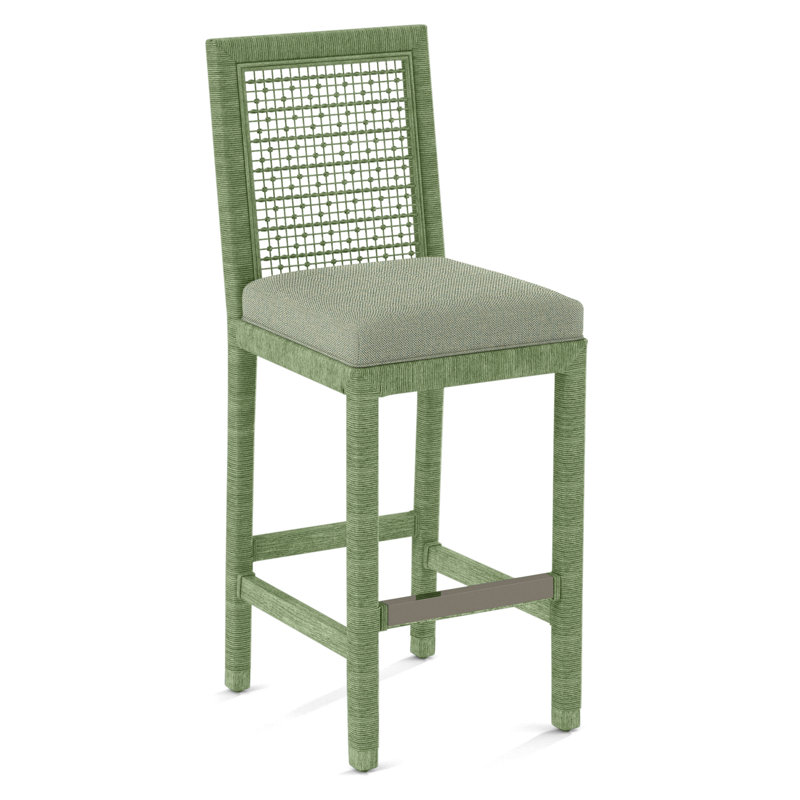 Pine Isle Bar Stool, Marquis Taupe Velvet; 0913-73, Celery