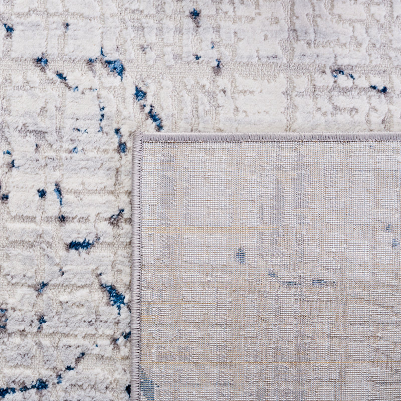 Amelia 2' x 8' Gray and Blue Hand-Knotted Runner Rug