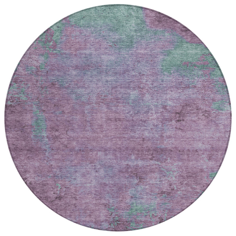 Tapis rond lavable et bleu sarcelle 8 po