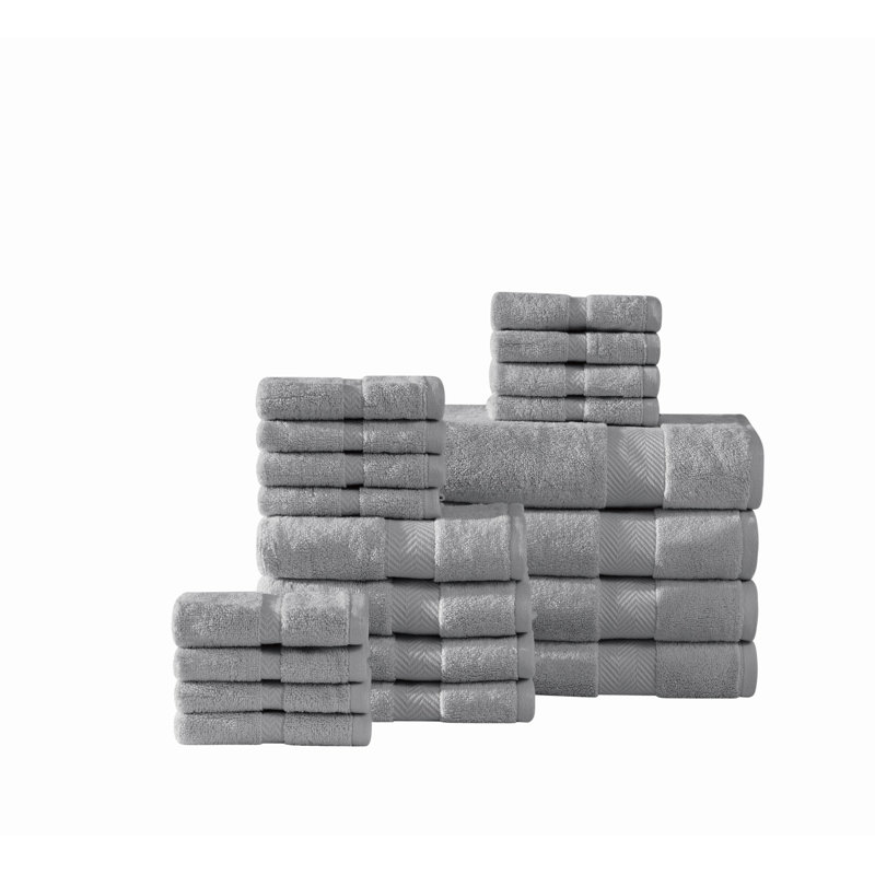  Complete 20 Piece Cotton Towel Set, Grey