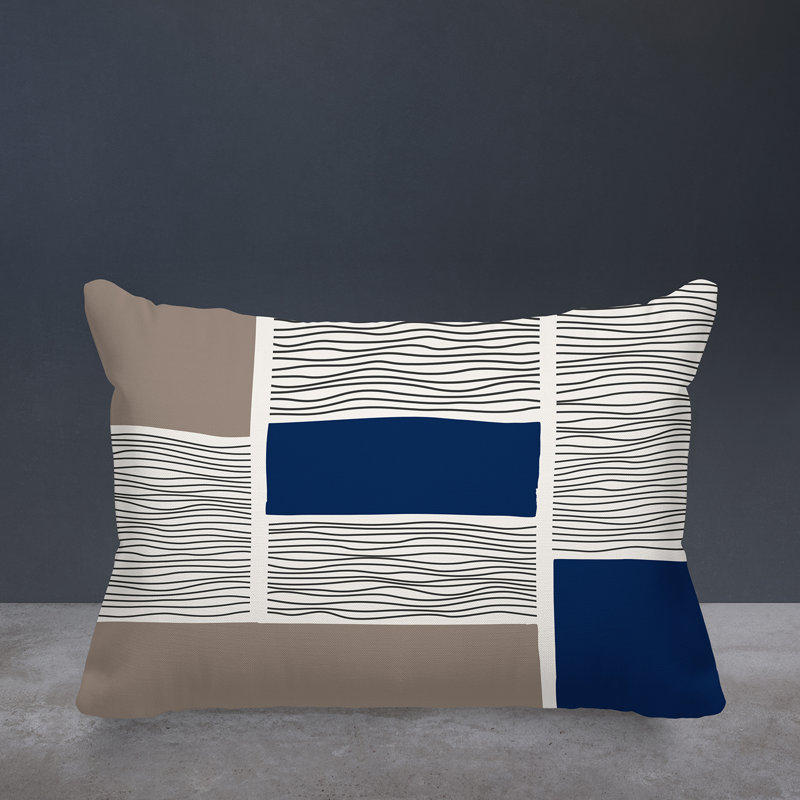 Coussin intérieur / extérieur Rapu, Beige/bleu marine