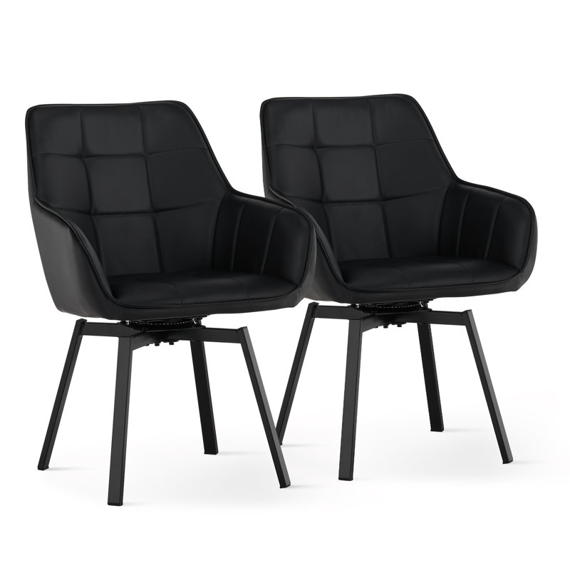 Byun 48cm H Upholstered Metal Armchair, Black