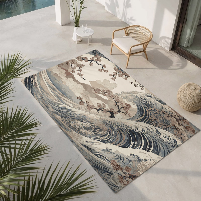 Sakura Flow Indoor And Outdoor Area Rug, Rectangle 9' x 12'