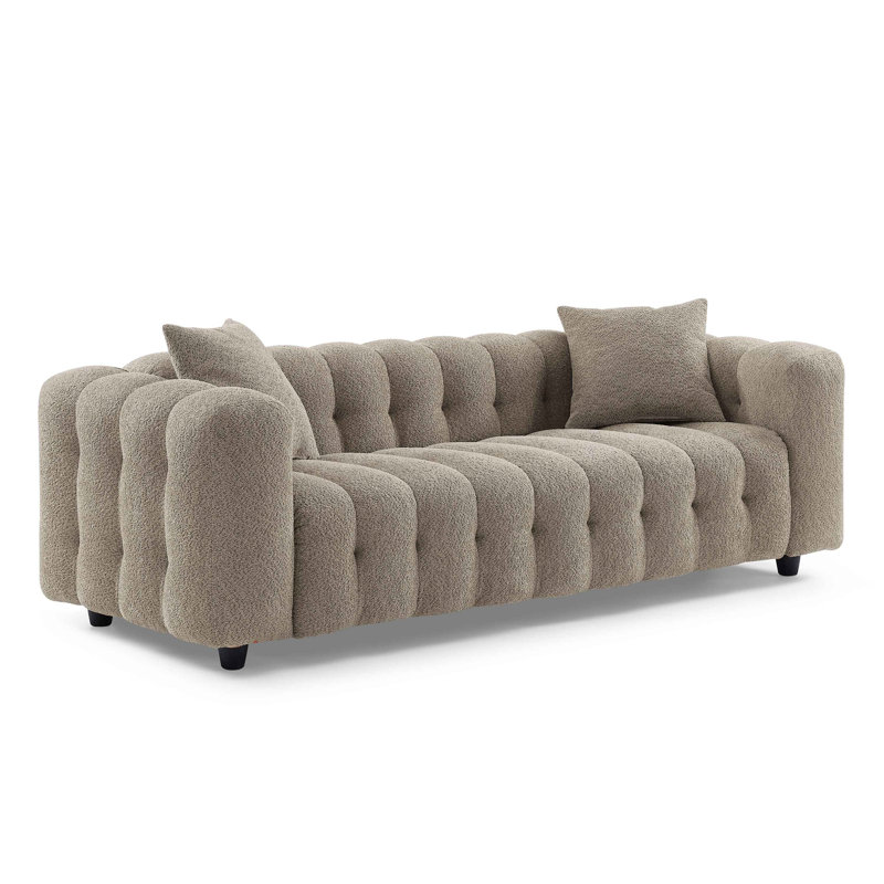Lavance 89.4" W Tufted Bouclé Sofa , Light Brown