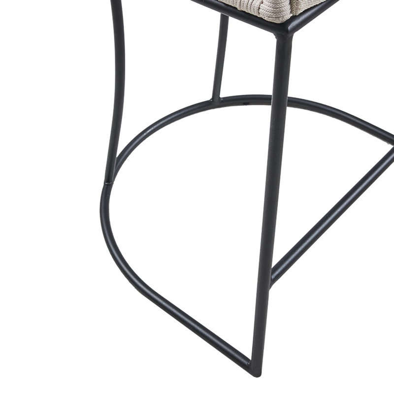 Tabouret de comptoir de 25 po: siège rembourré avec dossier en corde tissée pour un tabouret de véranda chic 25 po: coussin et base élégants
