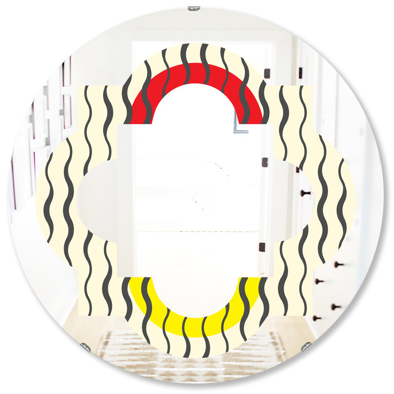 Miroir mural moderne sans cadre quadrilobe wave pattern, 23,6 po x 23,6 po