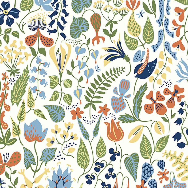Boråstapeter Herbarium Wallpaper, White/Green/Yellow